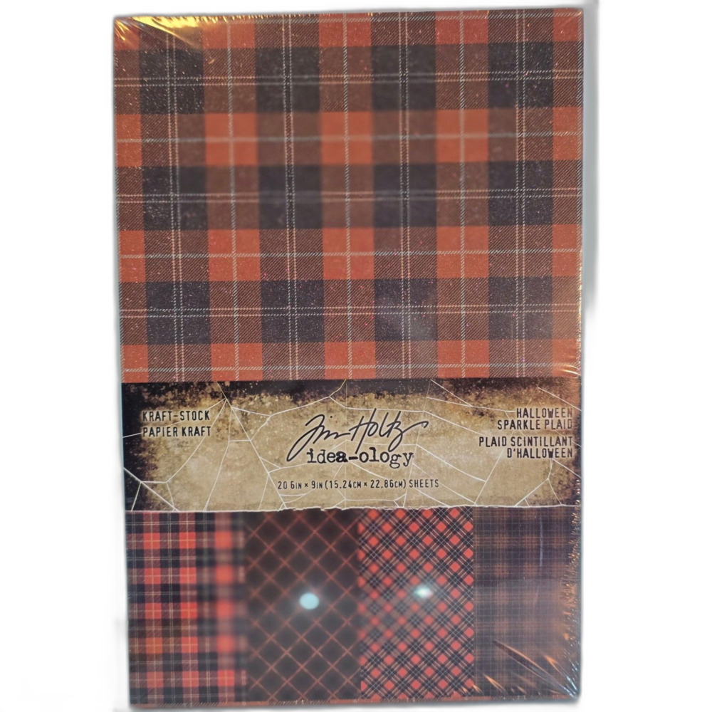 Tim Holtz Idea-ology Halloween Sparkle Plaid Kraft-Stock TH94398 20 Sheets NEW